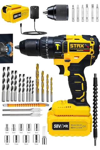 Staxx Büyük Boy Xl5800 58v 10ah Çift Akülü Şarjlı Matkap Seti