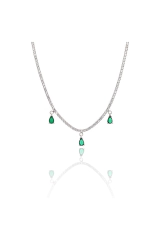 Zümrüt Taşlı Damla Model 925 Ayar Gümüş Su Yolu Halhal 201023188 Gümüş