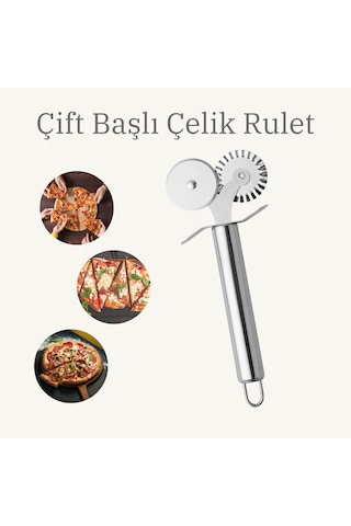 Hamur, Pizza, Börek Kesme Bıçağı Çift Başlıklı Hamur Ruleti Hamur Şekillendirme