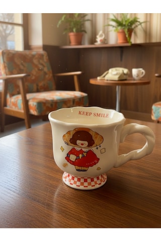 Masal Zamanı Temalı Retro Seramik Kupa 400 Ml Kırmızı