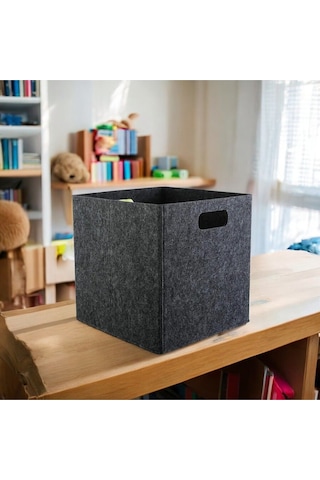 Dolap İçi Düzenleyici 1 Adet Organizer 3mm Keçe 32x32x32 Cm Çok Amaçlı Keçe Kutu Antrasit