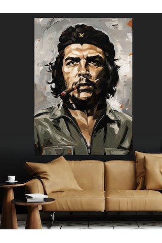 Savaşçı Che Guevara Portre Dekoratif Kanvas - Mdf Ahşap Tablo