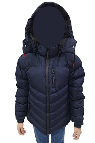 Erkek Çocuk Kapüşonu Çıkabilen İçi Peluş Astarlı Fermuar Cepli Lacivert Renk Mont Lacivert