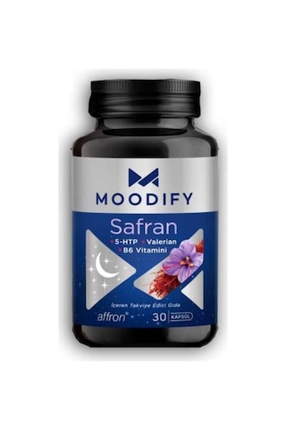 Moodıfy Safran Kapsül, Safran, Magnezyum, Valerian, B6 Vitamini İçeren Takviye Edici Gıda 30 Kapsül