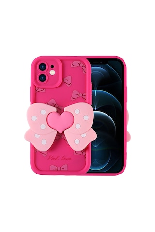 Apple Uyumlu iPhone 12 Uyumlu Kılıf Kamera Korumalı Figür Tasarımlı Zore Kapya Kapak-pembe Koyu Pembe Koyu -