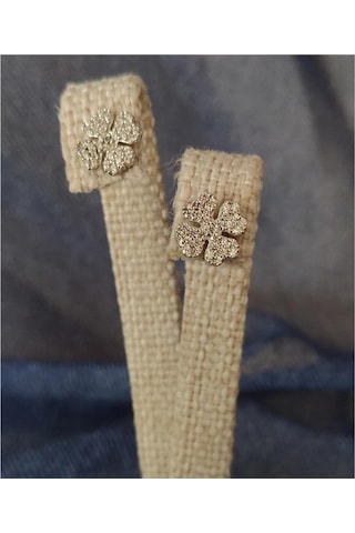 Kadın 925 Ayar Gümüş Yonca Küpe