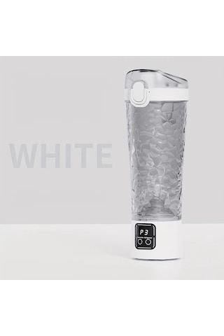 Dashanshop Beyaz Vintage Otomatik Karıştırmalı Digital Baskılı Matara, 1300mah Usb Şarjlı