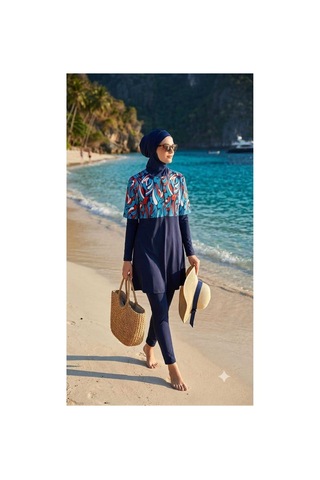 Trendol Fashion Life Desenli Haşama Takımı / Deniz/havuz/ Renkli Haşama Lacivert Lacivert