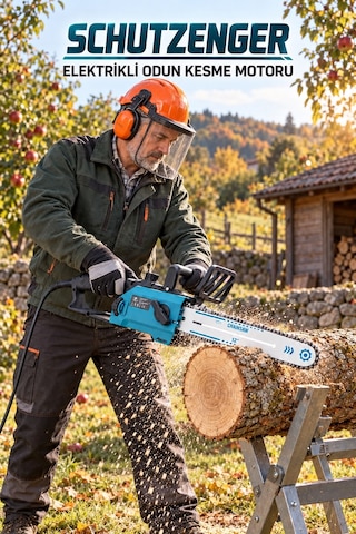 Elektrikli Odun Kesme Hızar Motoru 30cm Pala 1300w Otomatik Yağlamalı Sistem German
