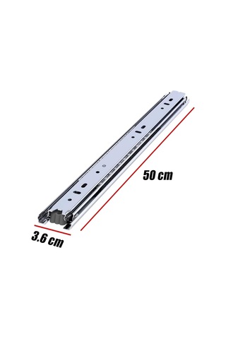 Lexroo Bilyalı Dolap Çekmece Rayı Metal En 3.6 Cm Uzunluk 50 Cm