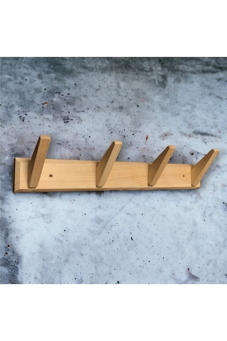 Tek-iş Masif Ahşap Portmanto Duvar Askısı Dörtlü 4'lü Ahşap Duvar Askısı Ahşap
