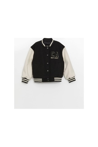 LC Waikiki Lcw Kids Yeni Siyah Nakışlı Kız Çocuk Bomber Mont