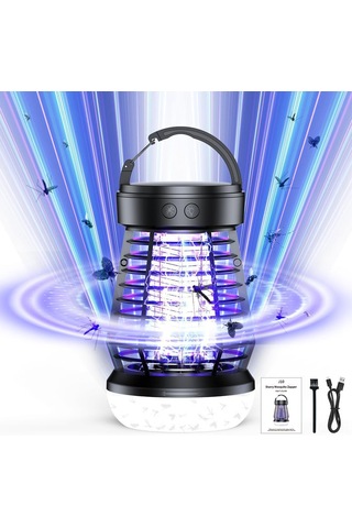 Wezone J10 Siyah Led Isırgan Öldürücü Lambası - Ev, Bahçe, Kamp Kullanıma Uygun, Sos Acil Işık Özelliği, 2000mah Pil, Type-c Şarj Siyah