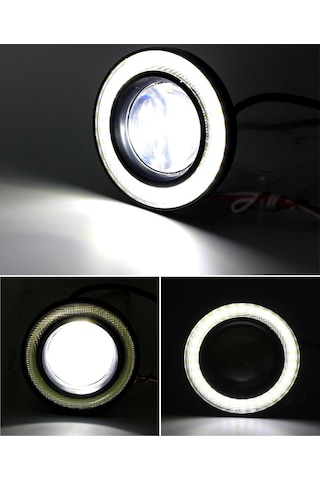 Fiat Doblo D3 Uyumlu, Universal Mercekli Led Angel Sis Farı, 76mm Beyaz Renk