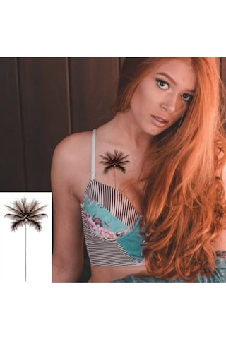 Geçici Dövme Hindistan Cevizi Ağacı Palmiye Ağaç Su Geçirmez Geçici Ufak El Kol Dövmesi Tattoo