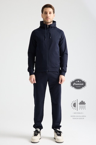 Shooter Sportswear Elit Class Füme Erkek Eşofman Takımı Mevsimlik Kapüşonlu Manşetli Rahat Kalıp Lacivert
