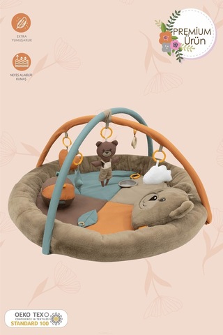 Mordesign Bebek Oyun Alanı, Morbear Bebek Aktivite Matı, Yumuşak Oyun Matı, Baby Gym Serisi, Kahverengi