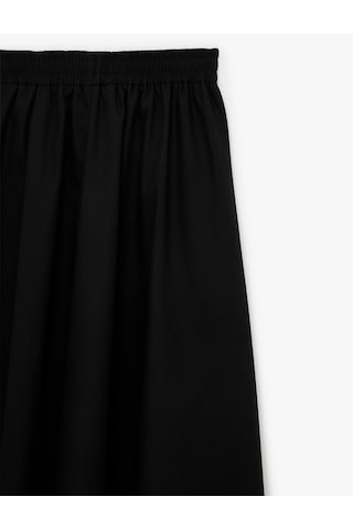 Koton Pamuklu Beli Lastikli Çan Kesim Cepli Maxi Poplin Etek Siyah 6sak70233pw
