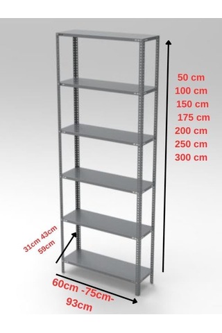 Burada 6 Katlı 31x93-200 Cm Galvaniz Çelik Raf. Depo, Kiler, Dosya Rafı -1.50 Mm Diğer