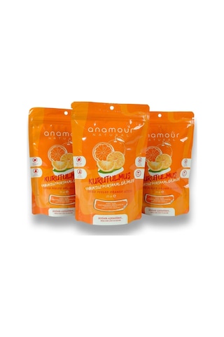 Anamour Natural Kurutulmuş Kabuksuz Portakal Meyve Paketi 3 x 25 G