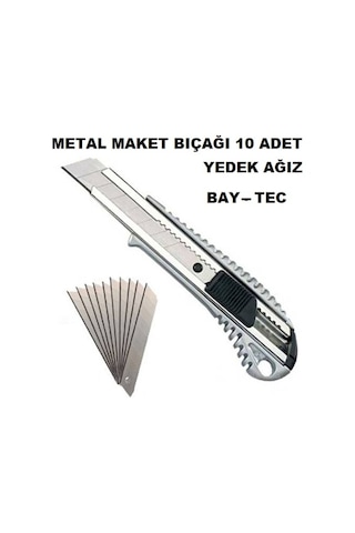 Metal Maket Bıcağı + 10 Adet Maket Bıçağı Ağzı