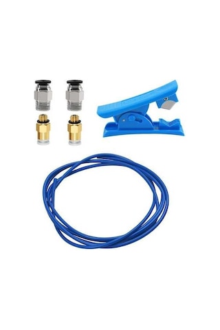 Flybuy Yüksek Performanslı 3d Yazıcı Aksesuarı: 2m Mavi Ptfe Tüp Seti, Kesici Ve Bağlantı Parçaları