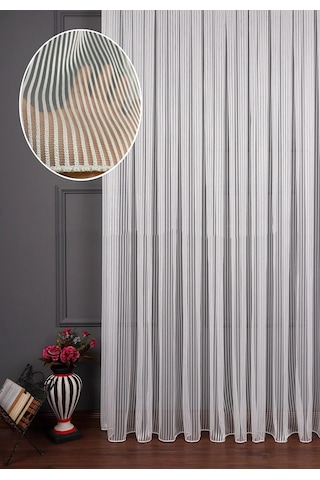 Baran Zara Kalın Çizgili Armür Tül Perde / Ölçünüze Özel Dikim