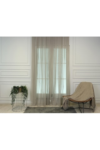 Ütü Sevmez Düz Kurşunlu Tül Perde Pilesiz Kahverengi-2486-kahverengi