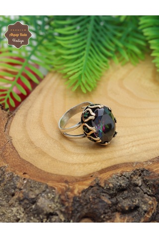 Mistik Topaz Taşlı El İşçiliği Otantik Gümüş Kadın Yüzük 201024714 Gümüş