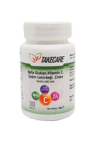 Takecare Beta Glukan Vitamin C Üzüm Çekirdeği ve Çinko İçeren Takviye Edici Gıda 30 Tablet
