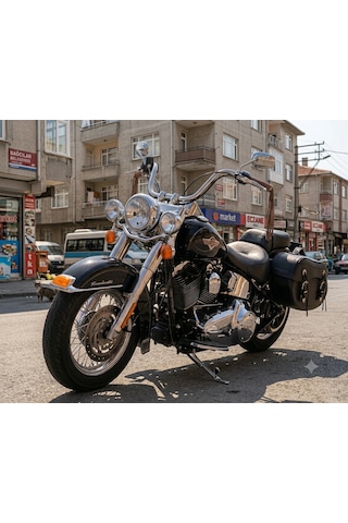 Motosiklet Deri Yan Çanta Takım Cruiser Choper Model Motor Heybe Yan Siyah