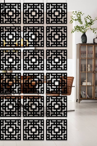 Artavessa 12 Parça Oda Bölücü Seperatör Mdf Paneller - Model 6 (Siyah)