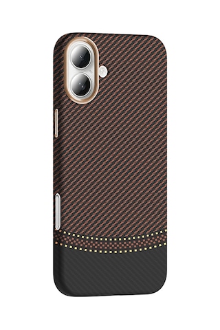Apple Uyumlu iPhone 16 Plus Kılıf M-safe Şarj Özellikli Karbon Fiber Görünümlü Zore Gros Kapak Desert Titanyum