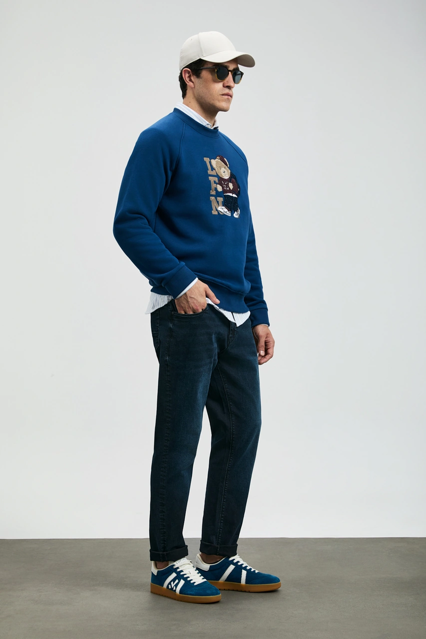 Lufian Storm Erkek Sweatshirt Saks Saks 112030172100240 Saks