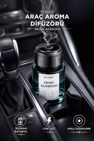 Torima TCF02 Lazerli Şarjlı Hava Nemlendirici + Ebony Agarwood Araba Kokusu