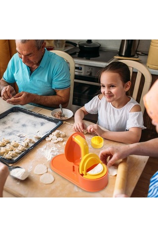 Neevoyu 3'lü 1 Hamur Presi - Ev Ve Restoran Kullanıma Uygun, Hamur, Manti, Poğaça Yapımı, Hızlı Ve Kolay Kullanım, Güvenli Pp Malzeme, Turuncu Turuncu