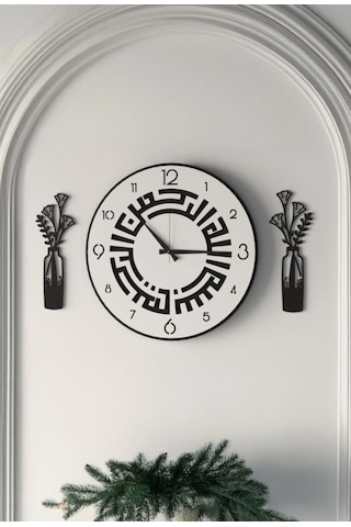 Modern Ahşap Duvar Saati Sağlam Çok Şık Ve Birarada..no:57 Beyaz