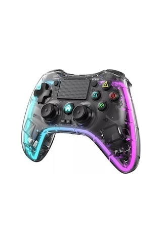 Şeffaf Rgb Işıklı Gamepad Joystickkablosuz Oyun Kolu Ps4 Ps3 Pc Android Tv Telefon Uyumlu