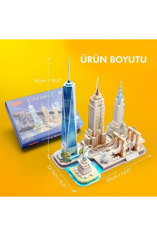 City Line New York Şehri 3d Puzzle 123 Parça