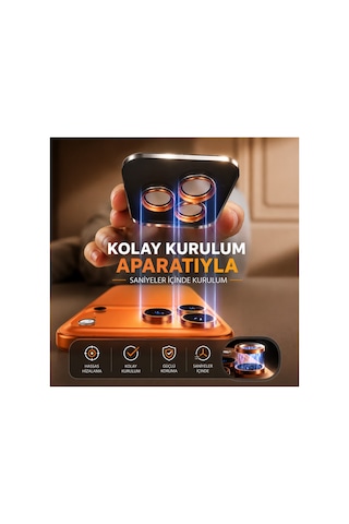 Safir Lens İphone 17 Uyumlu Kolay Kurulum Aparatlı Alüminyum Çerçeveli 9h Kamera Lens Koruyucu Lavanta