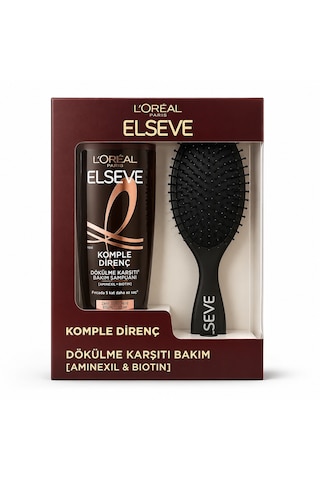 Elseve Komple Direnç Dökülme Karşıtı Bakım Şampuanı + Saç Fırçası Hediye Seti Tüm Saçlar