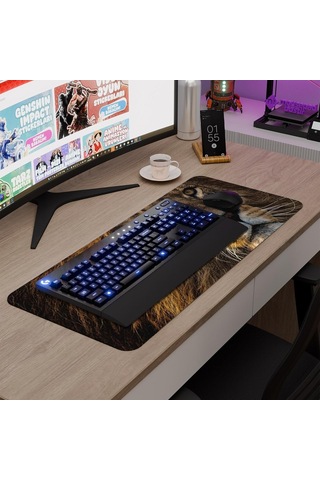 Aslan Oyuncu Gaming Mouse Pad Kauçuk Kaymaz Taban Mousepad V5, 70x30 Xl