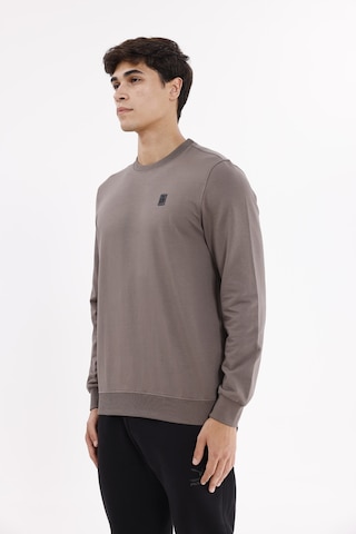 Rowinger Minimal Logolu Bisiklet Yaka Ribana Manşetli Rahat Kalıp Mevsimlik Sweatshirt Antracite