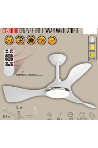 Cata Ct-3000 Cenevre Ledli Tavan Vantilatörü