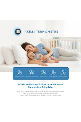 Akıllı Termometre Wi-fi Bağlantılı Sıcaklık Ve Nem Ölçer, Uygulama Destekli