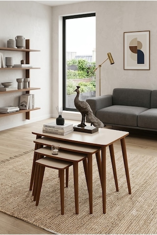 Eg Home İstanbul 4'lü Zigon Sehpa %100 Mdf Krem