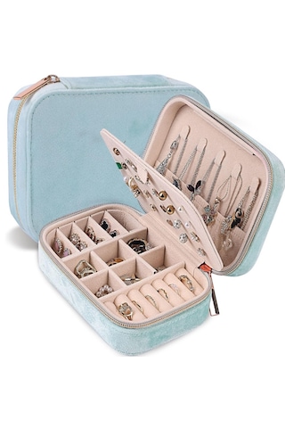 Mdl1-kadife Mavi Takı Kutusu Yeni Tasarım Fermuarlı Düzenleyici