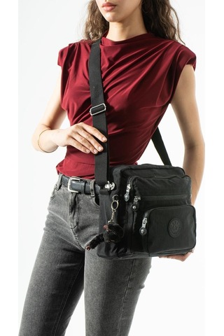 Baginn Kadın Postacı Çanta 28 32 Cm 571 Collection Klinkır Hafif Yağmur Geçirmez Klinkır Kumaş Çok Cepli Siyah