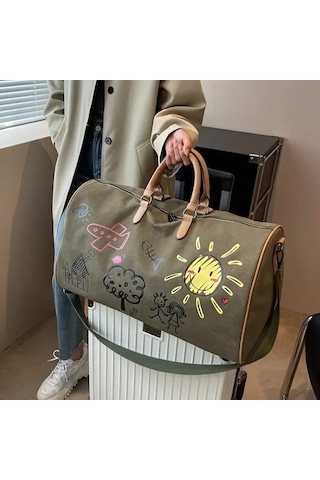 Sandwich Erkekler İçin Yeşil Desenli Kapasiteli Askılı Sırt Çantası - Model: Motion003 Yeşil