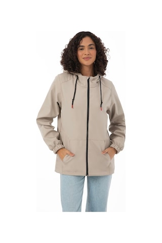 Kadın Astarlı Su Geçirmez Ve Rüzgara Dayanıklı Kapüşonlu İç Cepli Mevsimlik Yağmurluk Taş